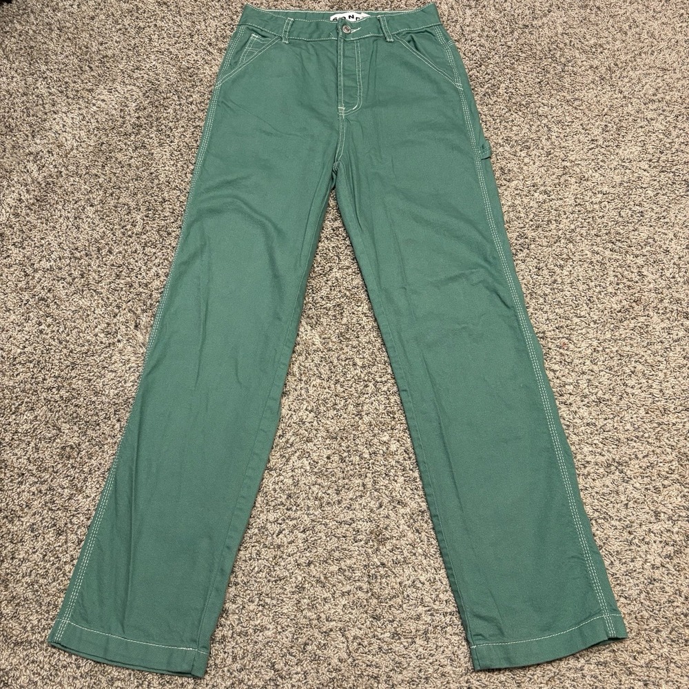 S.O.N.G Womens Green Carpenter Pants Size 3/26 Utility Workwear Wide Leg Y2K